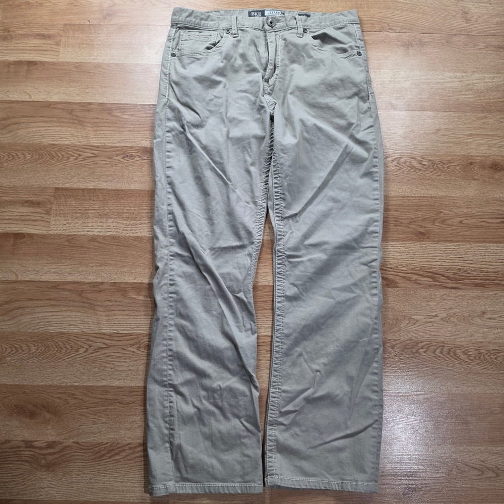 BKE Tyler Straight Casual Pants Mens 34R Khaki Tan Chino Cotton Stretch 34 x 31
